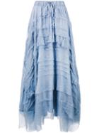 Layered Asymmetric Maxi Skirt - Women - Silk/polyester - S, Blue, Silk/polyester, P.a.r.o.s.h.