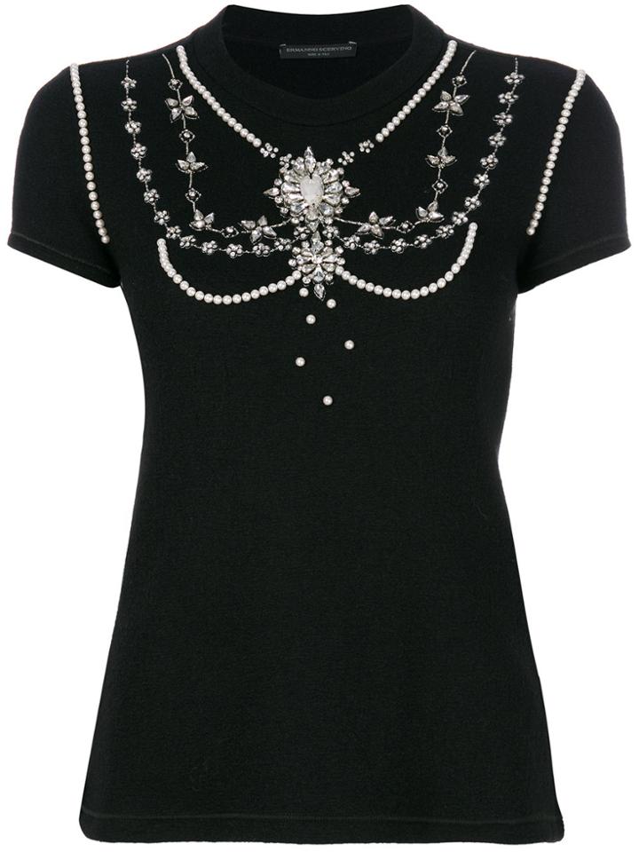Ermanno Scervino Jewelled Chandelier T-shirt - Black