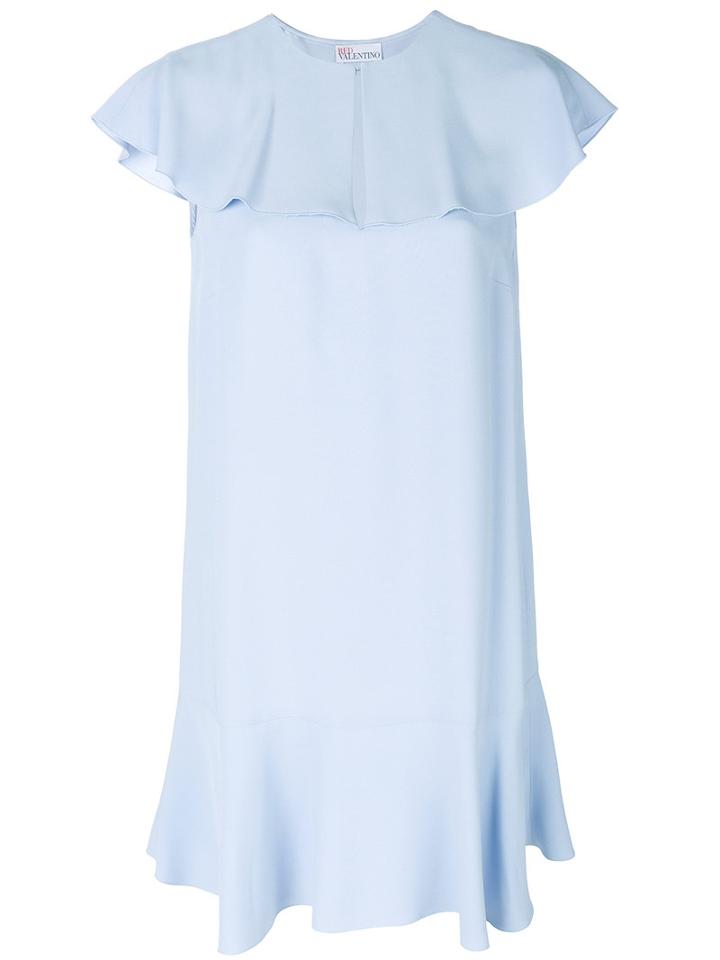 Red Valentino - Pleated Neck Dress - Women - Acetate/viscose - 44, Blue, Acetate/viscose