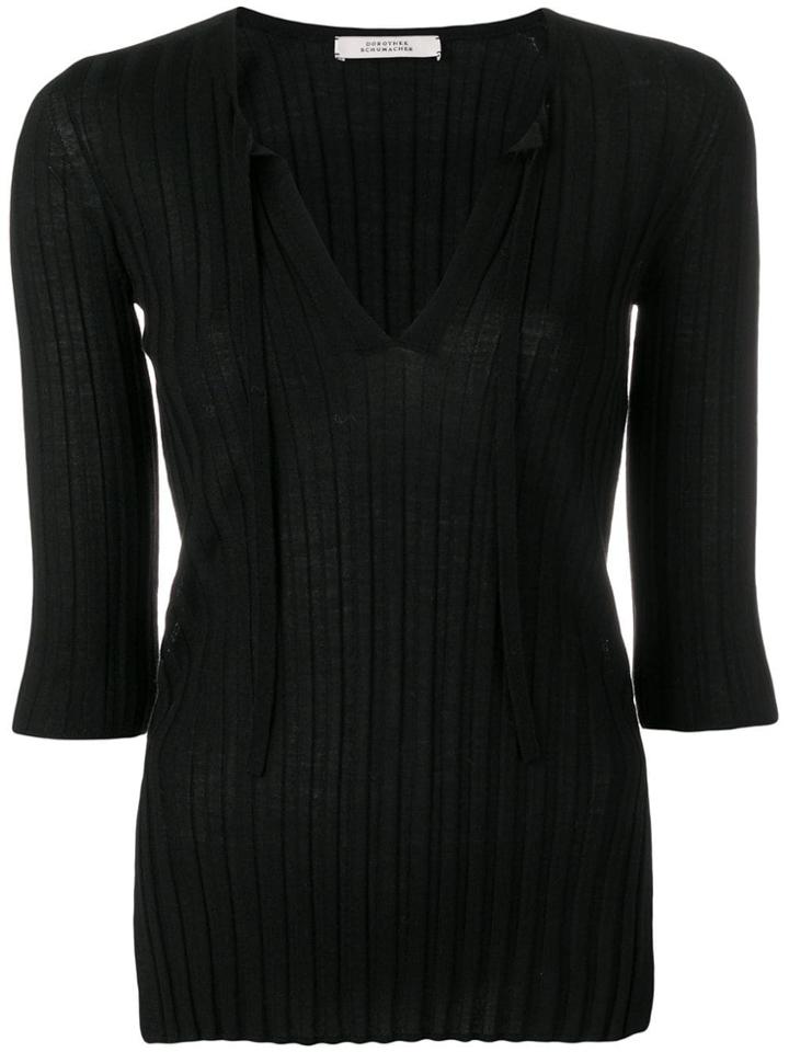 Dorothee Schumacher Ribbed Knit Fitted Top - Black