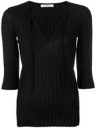Dorothee Schumacher Ribbed Knit Fitted Top - Black