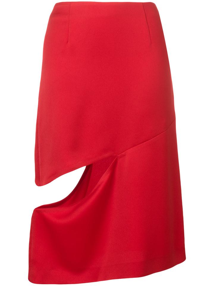 Maison Margiela Cut-detail Midi Skirt - Red