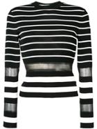 Off-white Striped Sweater With Sheer Panels - Black