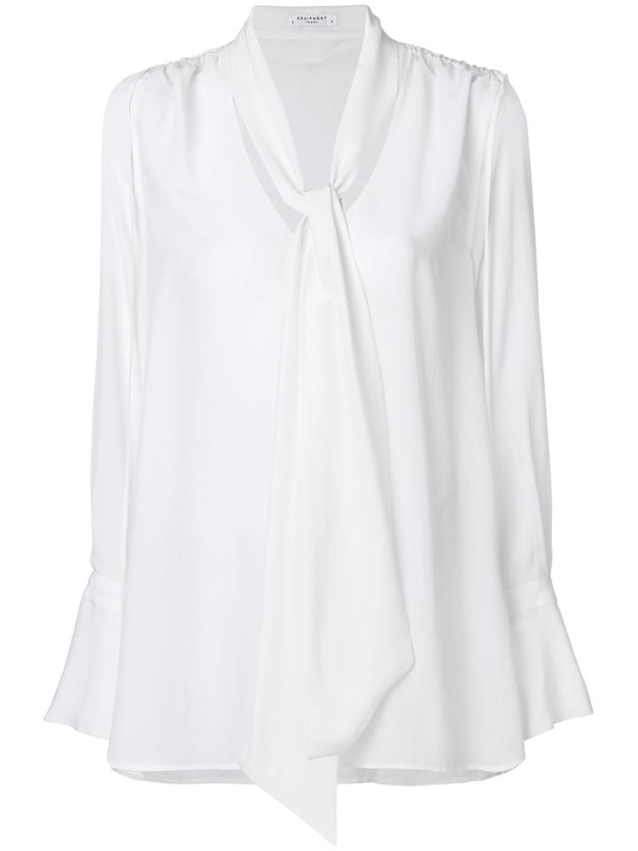 Equipment Tie Neck Long Sleeved Blouse - White
