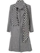 Yohji Yamamoto Pre-owned Attached Scarf Houndstooth Coat - Black