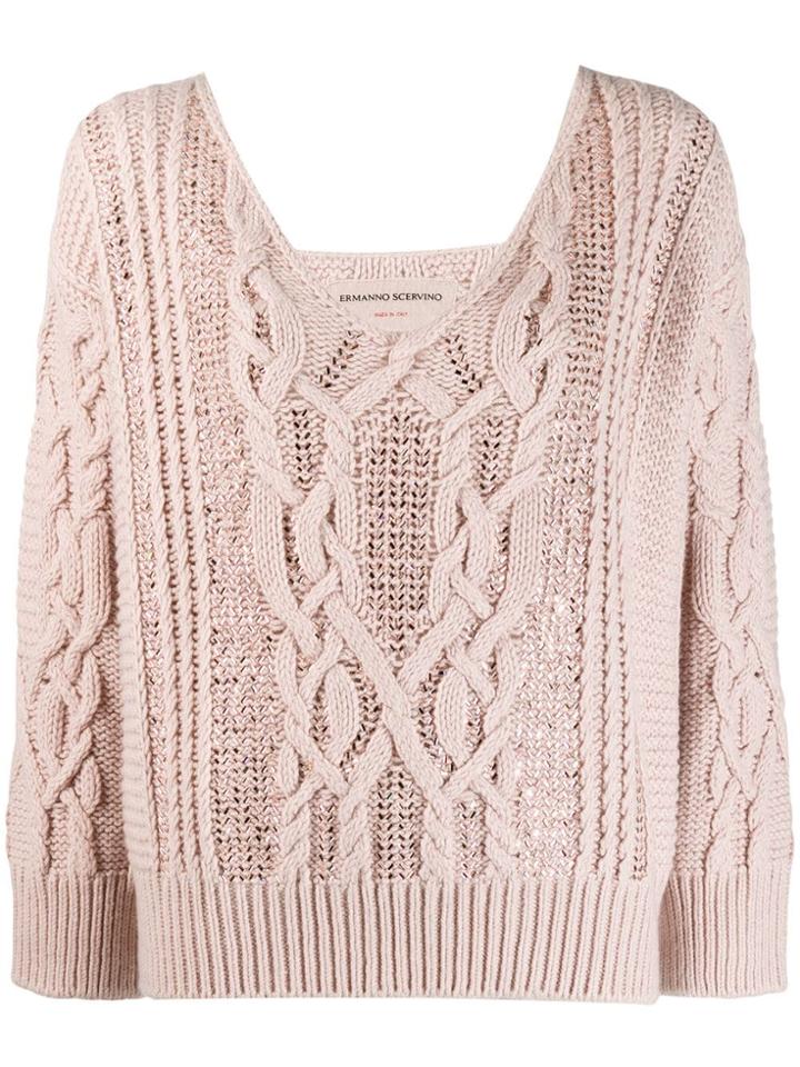 Ermanno Scervino Cable Knit Sweater - Pink