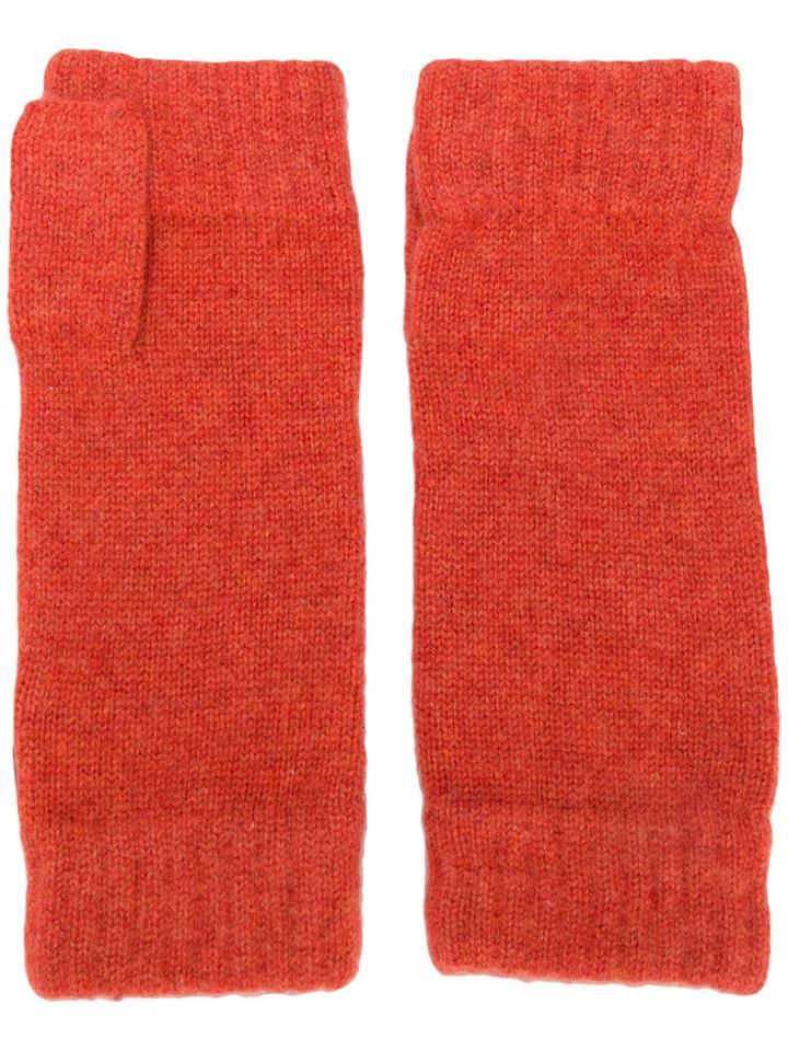 N.peal Finger-less Knitted Gloves - Yellow & Orange