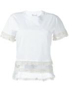 Red Valentino Lace Detail T-shirt, Women's, Size: Xs, White, Cotton/polyamide