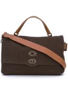 Zanellato Large Flap Tote, Adult Unisex, Brown, Leather/canvas