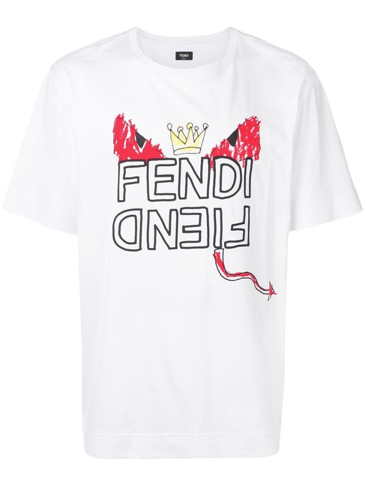 Fendi Printed Logo T-shirt - White