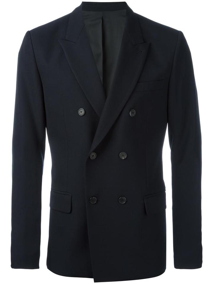 Ami Alexandre Mattiussi Double Breasted Blazer, Men's, Size: 48, Blue, Wool/acetate/cotton