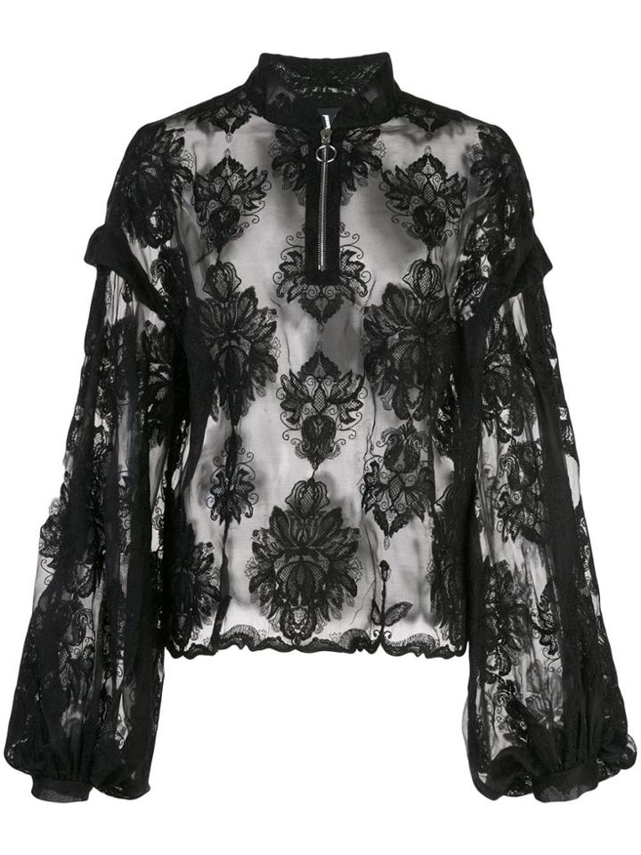 Victoria Hayes Floral Lace Blouse - Black
