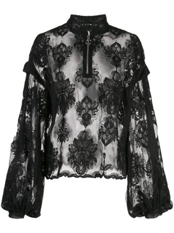 Victoria Hayes Floral Lace Blouse - Black