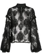 Victoria Hayes Floral Lace Blouse - Black