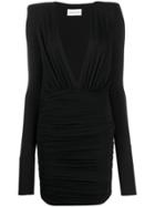Alexandre Vauthier Deep V Fitted Dress - Black