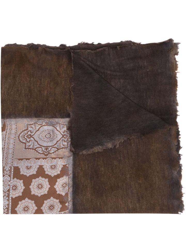 Avant Toi Paisley Pattern Scarf - Brown