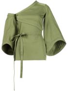 Rosie Assoulin Detachable Sleeve Wrap Top, Women's, Size: Xs, Green, Cotton/spandex/elastane