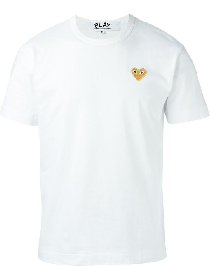 Comme Des Garçons Play Embroidered Heart T-shirt, Men's, Size: Medium, White, Cotton