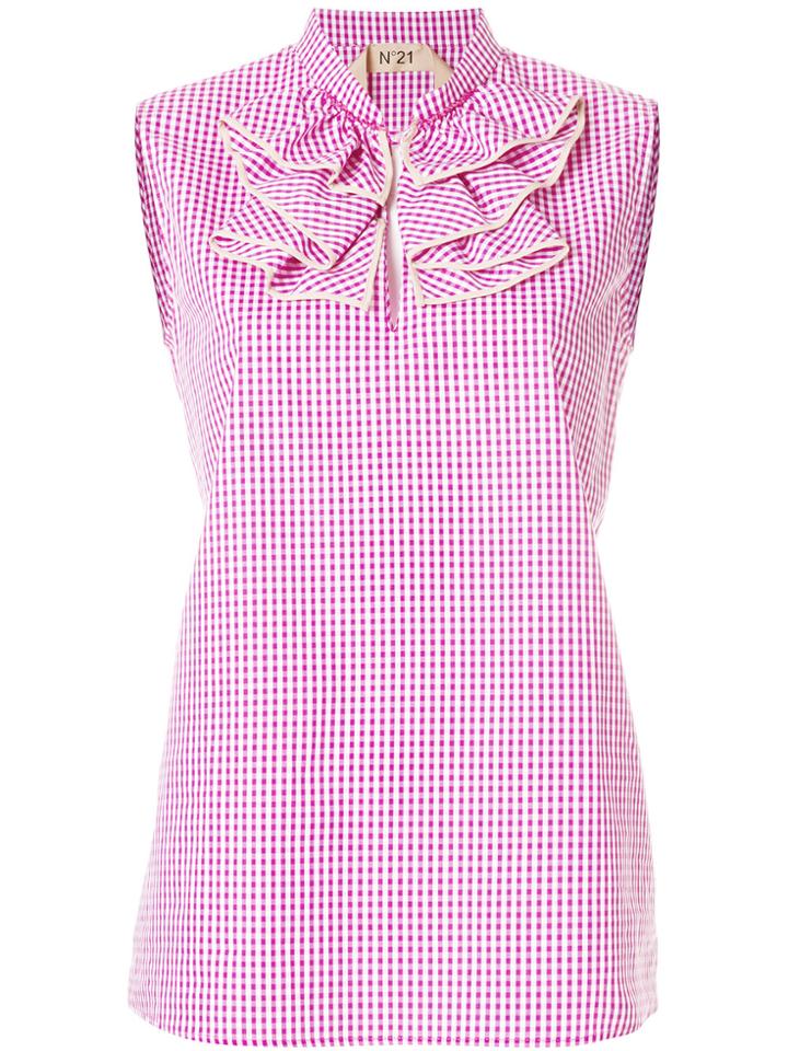 No21 Gingham Ruffle Blouse - Pink & Purple