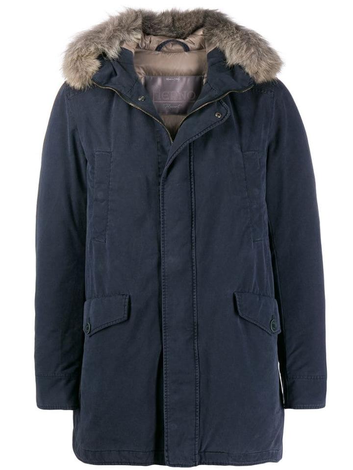 Herno Fur-collar Parka Coat - Blue