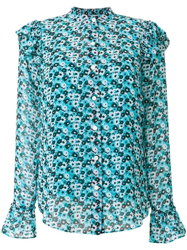 Michael Michael Kors Floral-print Ruffled Shirt - Blue