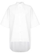 Y's Half Sleeve High Low Shirt - White