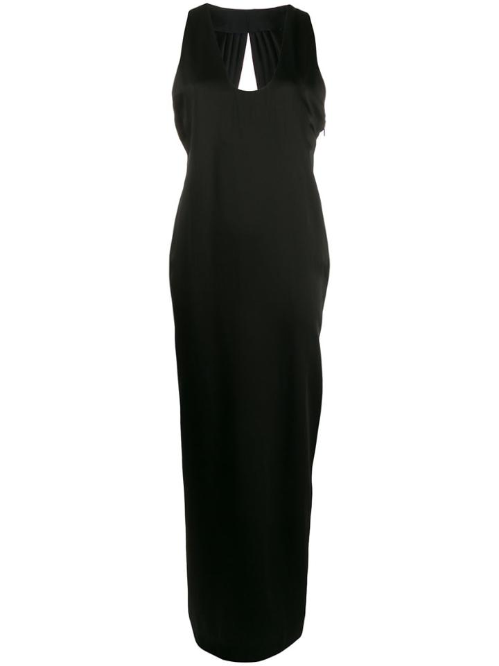 Saint Laurent Plunge Neck Evening Dress - Black
