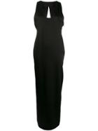 Saint Laurent Plunge Neck Evening Dress - Black
