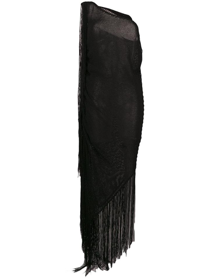 Magda Butrym Asymmetric Fringed Dress - Black