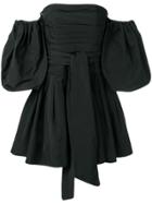 Valentino Cold-shoulder Puff Sleeved Dress - Black