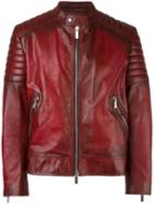 Dior Homme Zipped Jacket, Men's, Size: 52, Red, Calf Leather/polyester/cupro