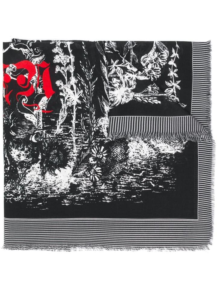 Alexander Mcqueen Etched Skeleton Scarf - Black