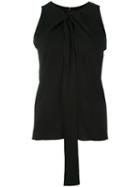 Maison Margiela Twist Front Sleeveless Blouse, Women's, Size: 44, Black, Spandex/elastane/viscose