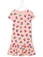 Moschino Kids Heart Print Dress, Girl's, Size: 14 Yrs, Pink/purple
