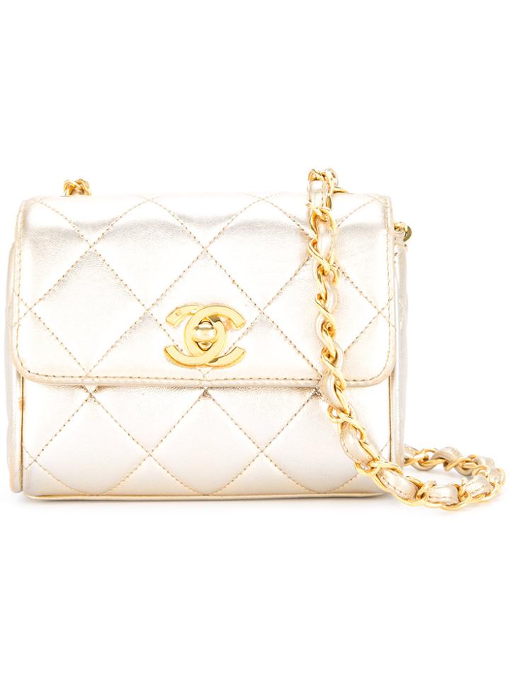 Chanel Vintage Turn-lock Straight Flap Chain Bag - Metallic