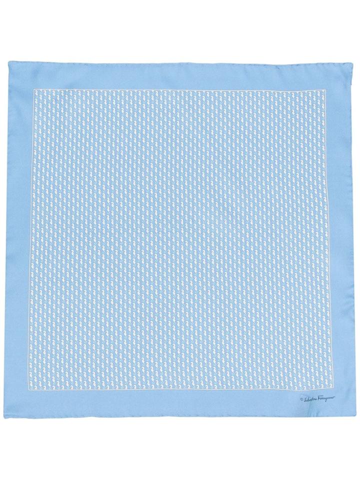 Salvatore Ferragamo Seahorse Print Pocket Square - Blue
