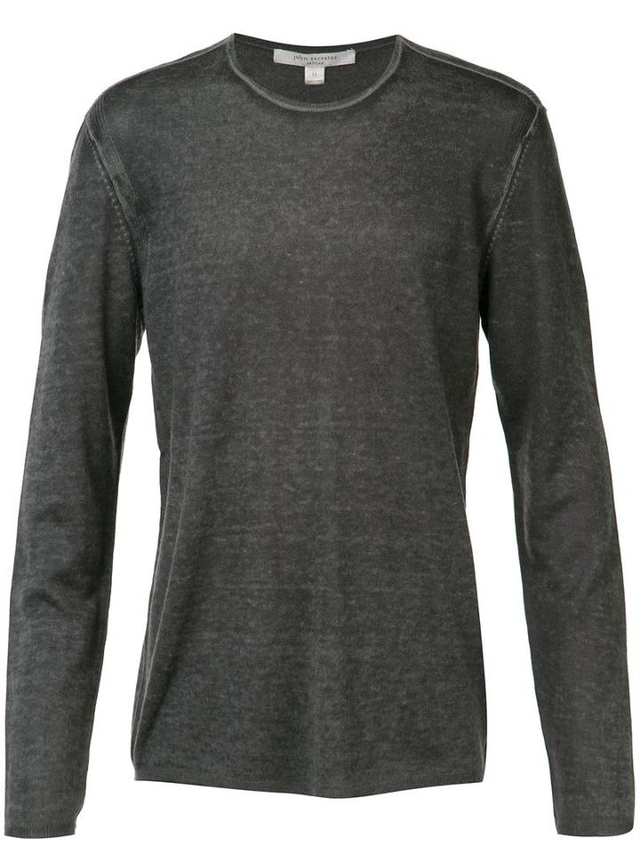 John Varvatos Reverse Print Long Sleeve Sweater, Men's, Size: Xl, Grey, Silk/cashmere