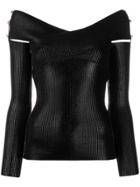 Versace Jeans Couture Knitted Bardot Top - Black