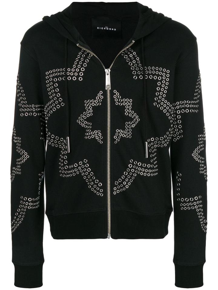 John Richmond Eyelet Studs Hoodie - Black