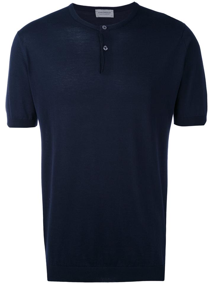 John Smedley - Shortsleeved Jumper - Men - Cotton - L, Blue, Cotton