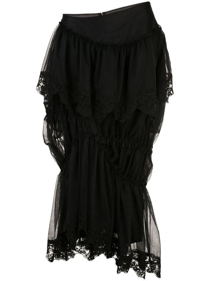 Simone Rocha Asymmetric Tulle Panels Skirt - Black