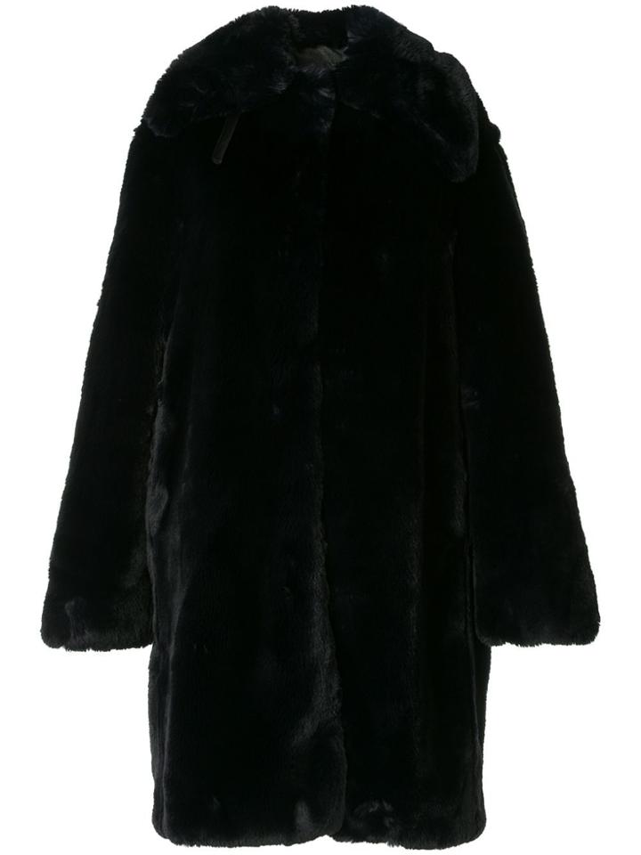 Rokh Textured Oversized Collar Coat - Blue