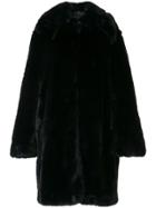 Rokh Textured Oversized Collar Coat - Blue