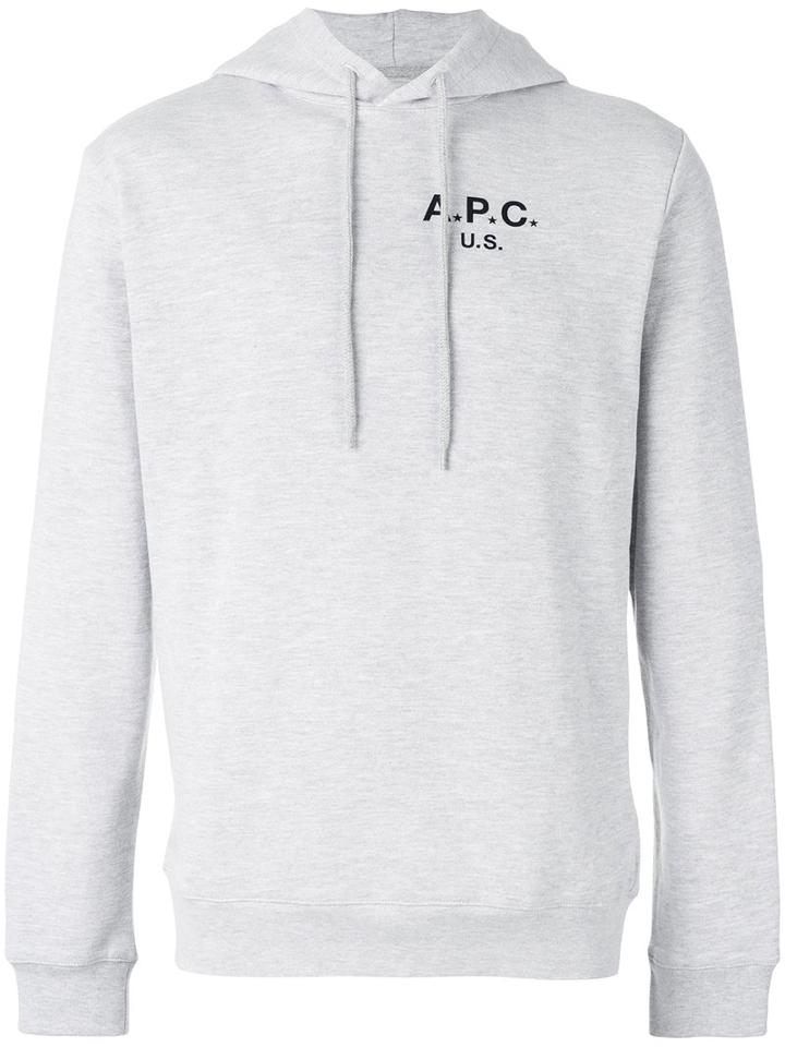 A.p.c. - Chest Logo Hoodie - Men - Cotton/polyester - S, Grey, Cotton/polyester