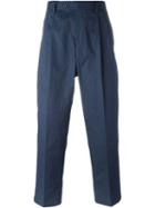 Lc23 Pleated Cropped Trousers, Men's, Size: 50, Blue, Cotton