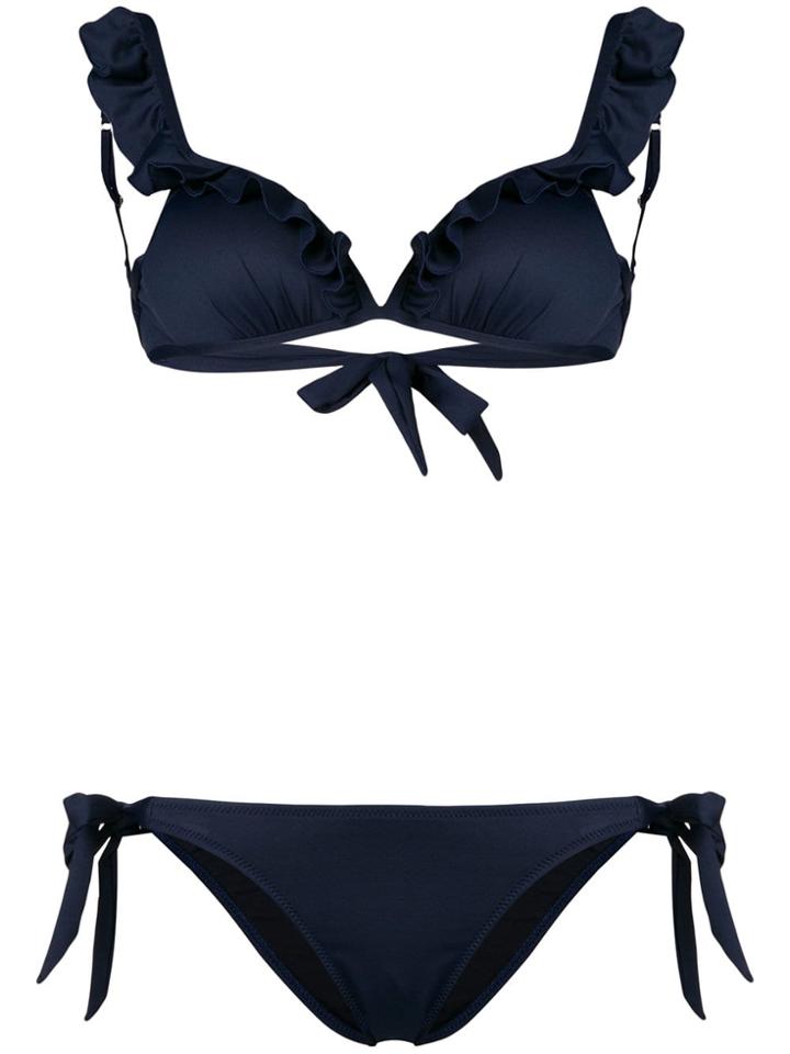 Emmanuela Swimwear Myrto Ruffle Trim Bikini - Blue