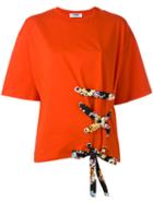 Msgm Lace Detail T-shirt, Women's, Size: Xs, Yellow/orange, Cotton