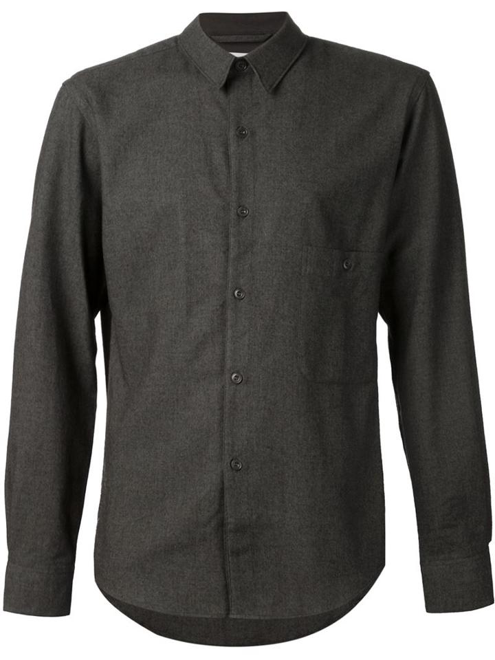 Lemaire Patch Pocket Shirt, Men's, Size: 48, Grey, Cotton/cashmere/wool
