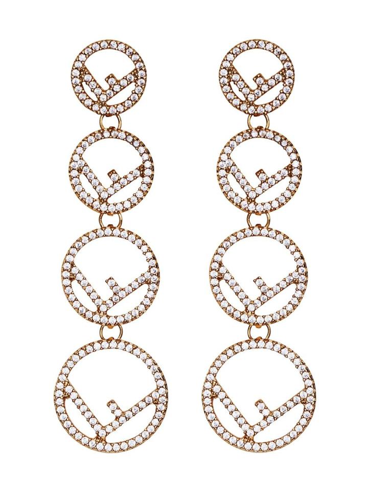 Fendi F Is Fendi Pendant Earring - F089u-soft Gold +crystal