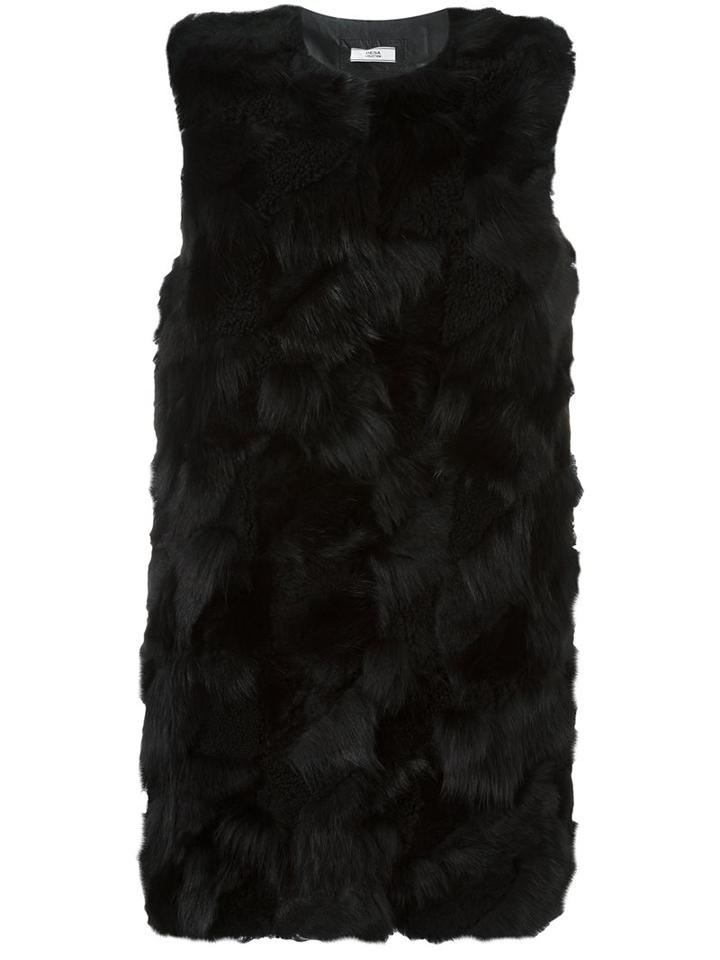 Desa Collection Fur Gilet, Women's, Size: 40, Black, Sheep Skin/shearling/acetate/viscose
